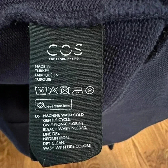 COS Navy Crewneck Sweatshirt with Denim Elbow Patches - Picture 5 of 8